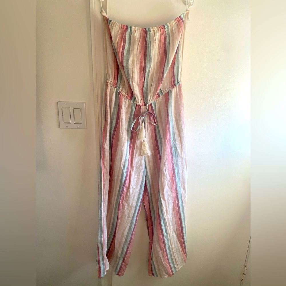 Saks 5th Avenue Jumpsuit Strapless Super Cute Large Wide Leg